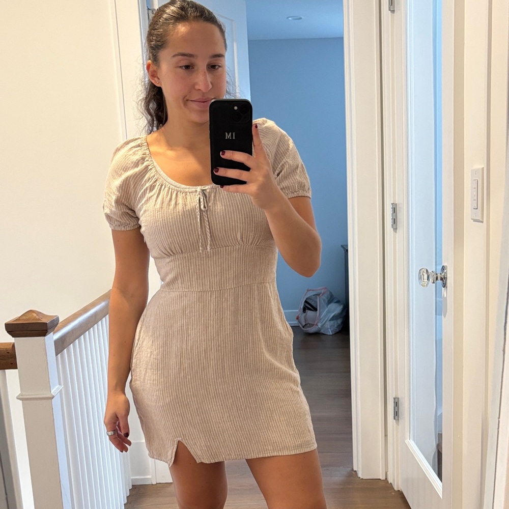 Abercrombie & Fitch Light Brown Ribbed Mini Dress